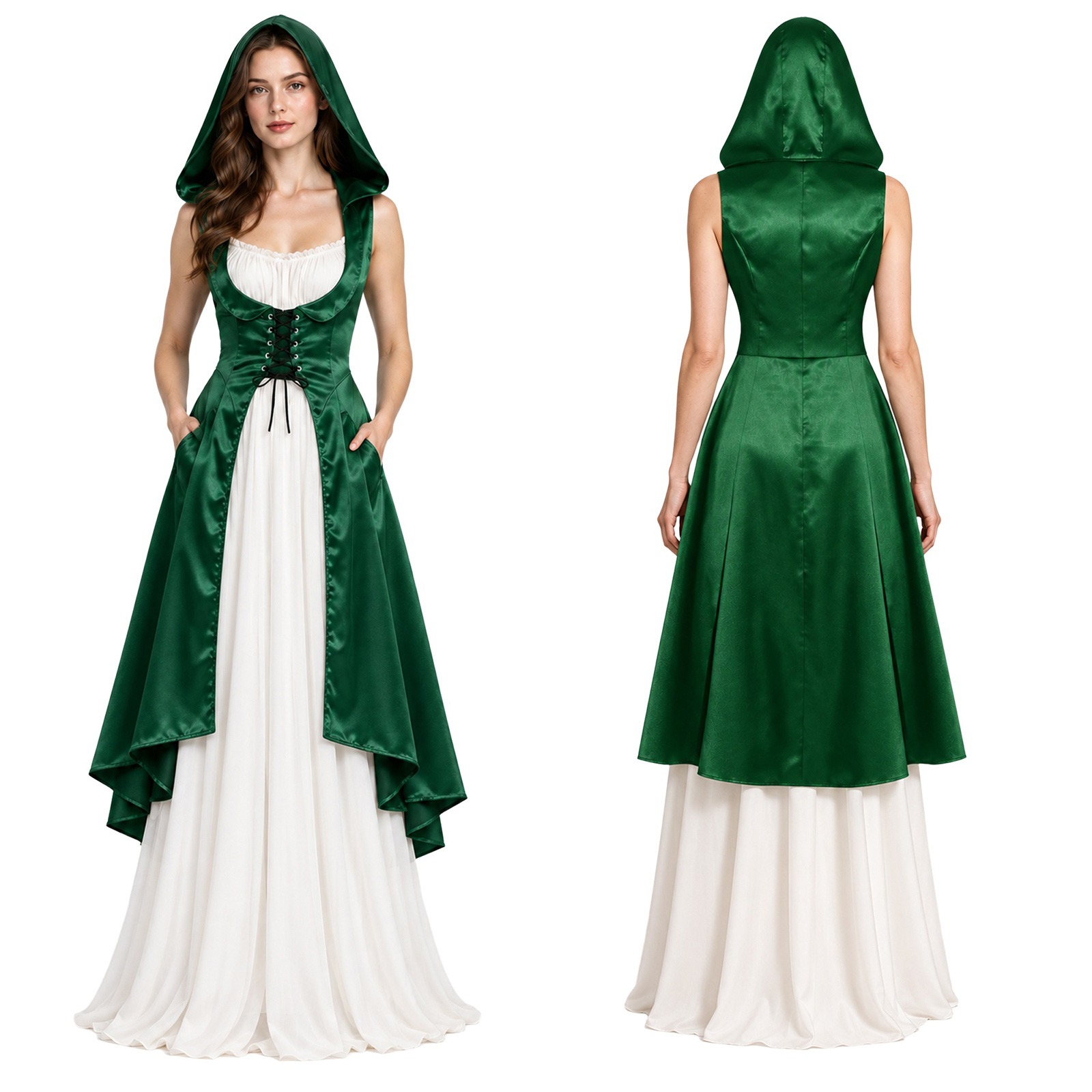Lace Dress - Kadınlar için Orta Çağ Rönesans Viktorya