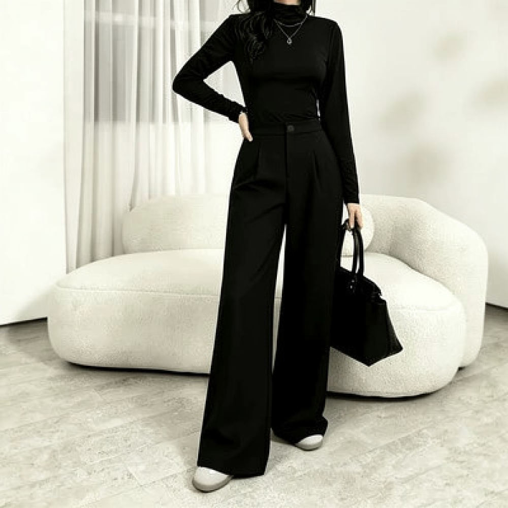 Tailored Trouser Wide - Kadın Geniş Paça Takım Pantolon, Yüksek