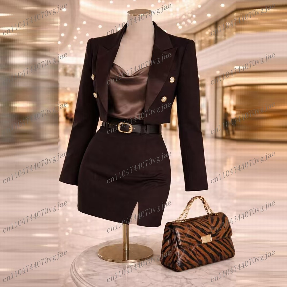 Formal Skirt - Koyu Kahverengi, Resmi, Yeni Ceket ve