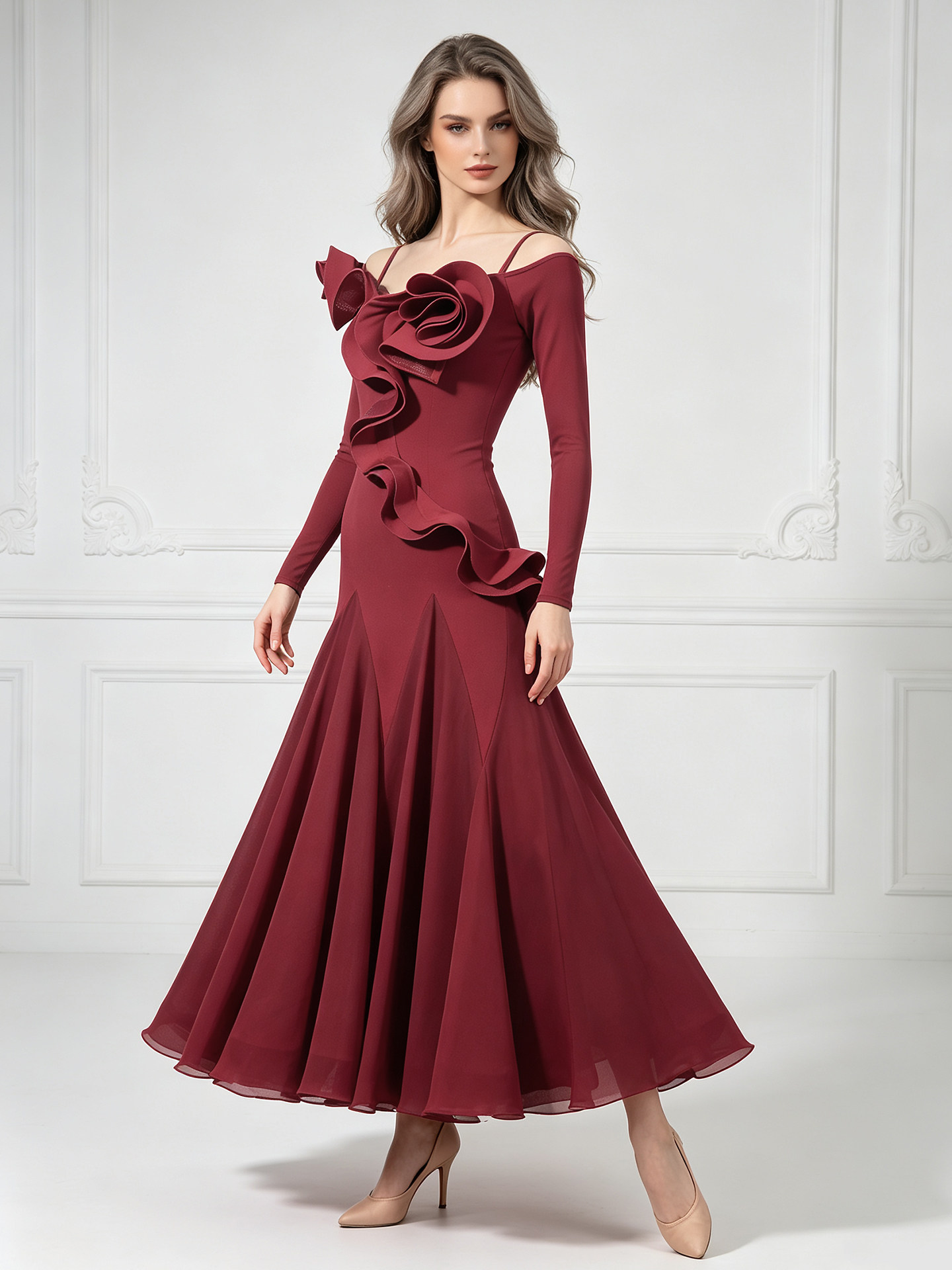 3D Fırfırlı Omuz Dekolteli Uzu - Women'S Red Formal Wear incelemesi ve fiyatı